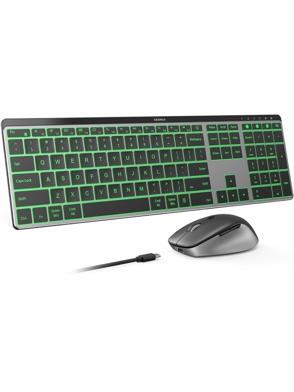 COE64-3 Pro Wireless Bluetooth Keyboard Mouse Combo, 7-Color Backlit